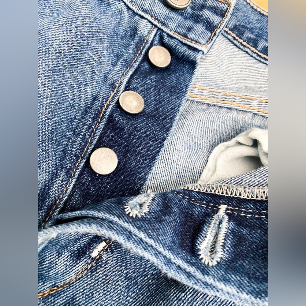 Lovers + Friends Nolan Jeans Distressed Ripped Button Fly High Rise Straight 26 - Picture 7 of 12